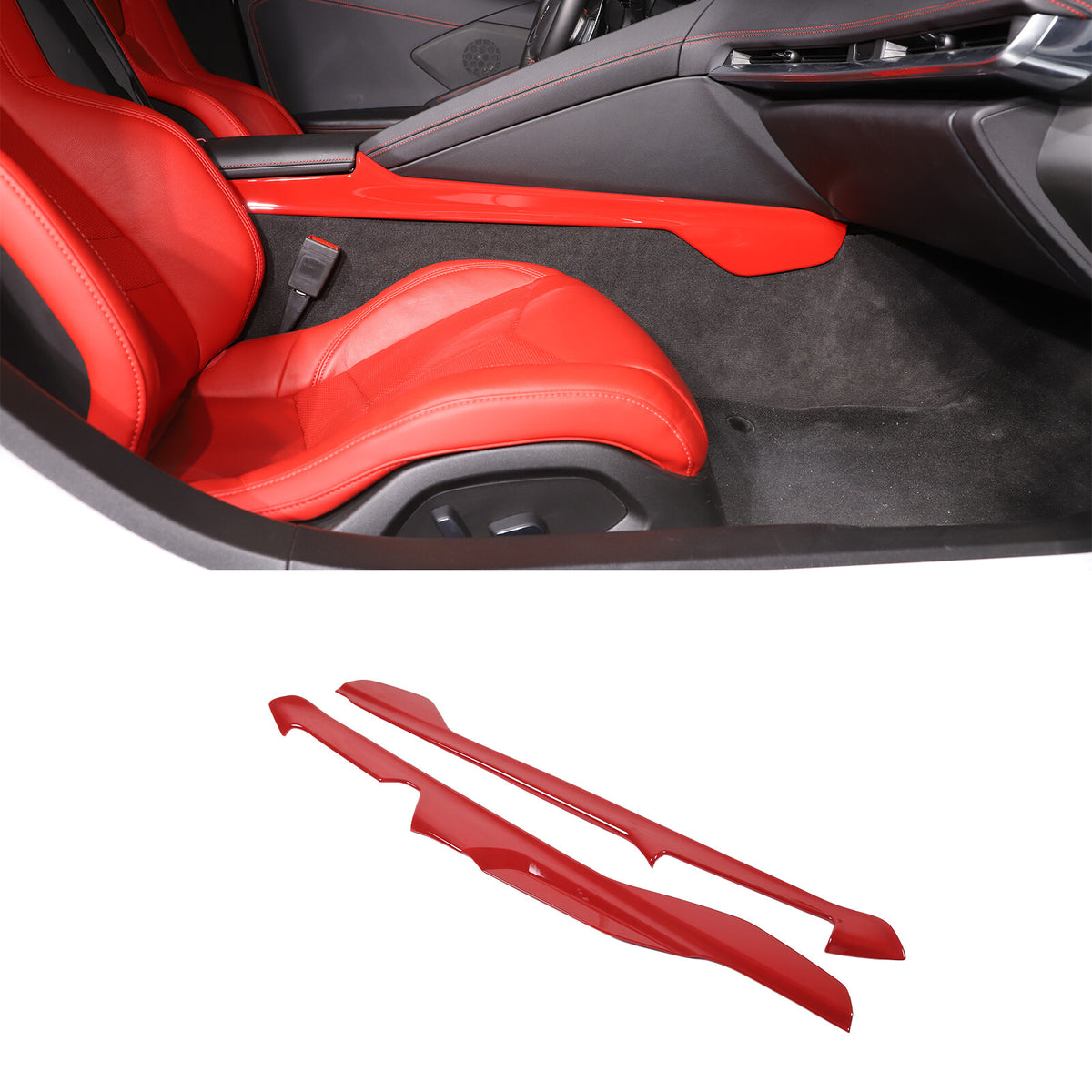 ABS Red Car Side Center Console Strips Trim For Corvette C8 Z51 Z06 2020-26 US 9