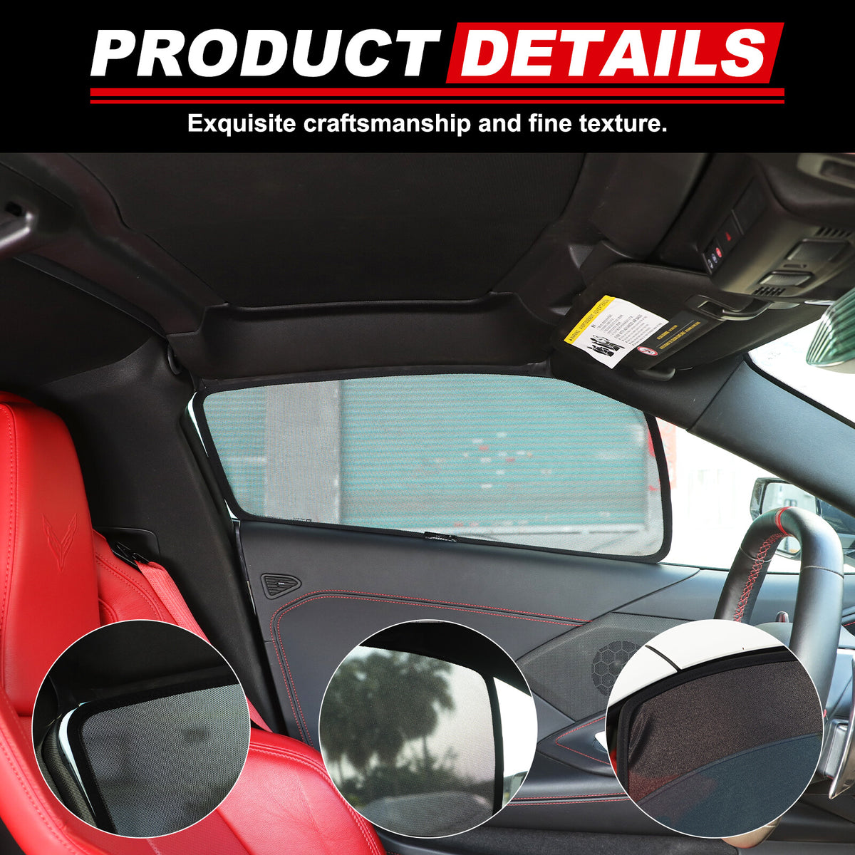 Car Front Window Screen Sun Shade Mesh Cover For Corvette C8 2020-26 US 9