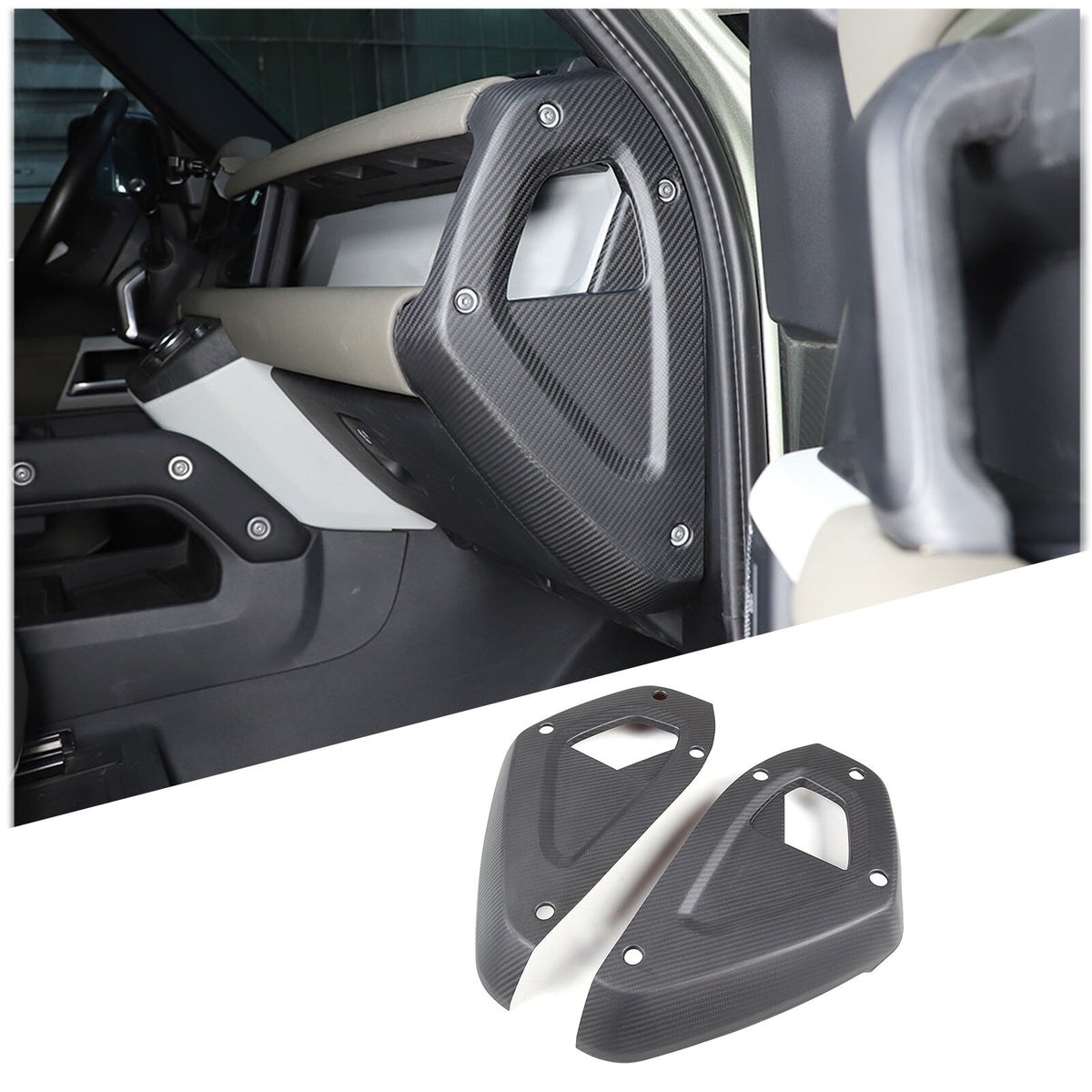 Matte Real Carbon Fiber Dashboard Sides Panel Trim For Land Rover Defender 20-23 3