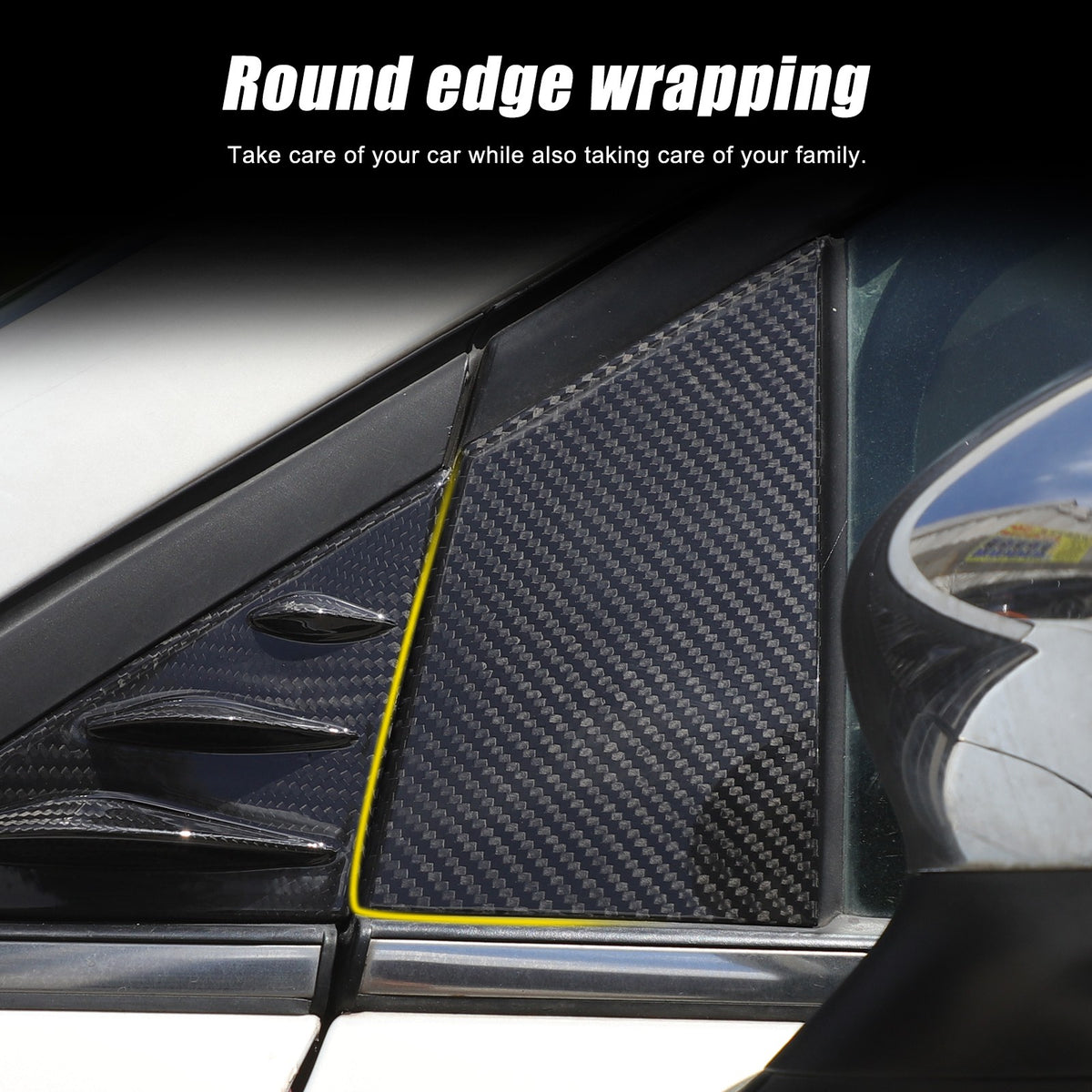 Real Carbon Fiber External A-Pillar Triangle Trim Cover For Fiat 500 2010+ 12