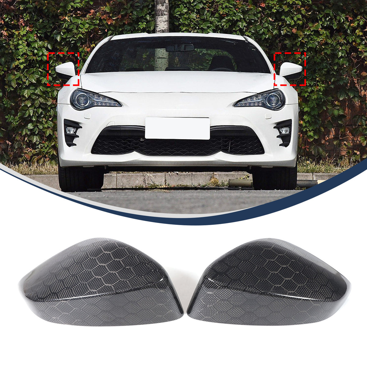 Honeycomb Carbon Fiber Side Rear Mirror Cover Caps For Subaru BRZ GT86 2012-20 9