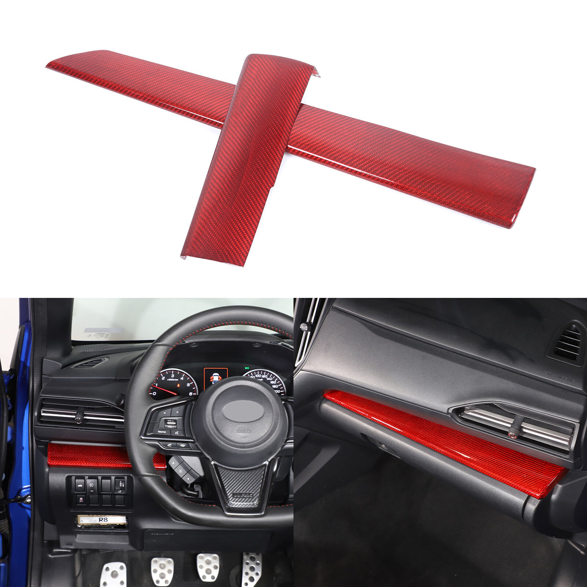 Red Real Carbon Fiber Center Console Panel Trim For Subaru WRX VB Crosstrek 22+ 20