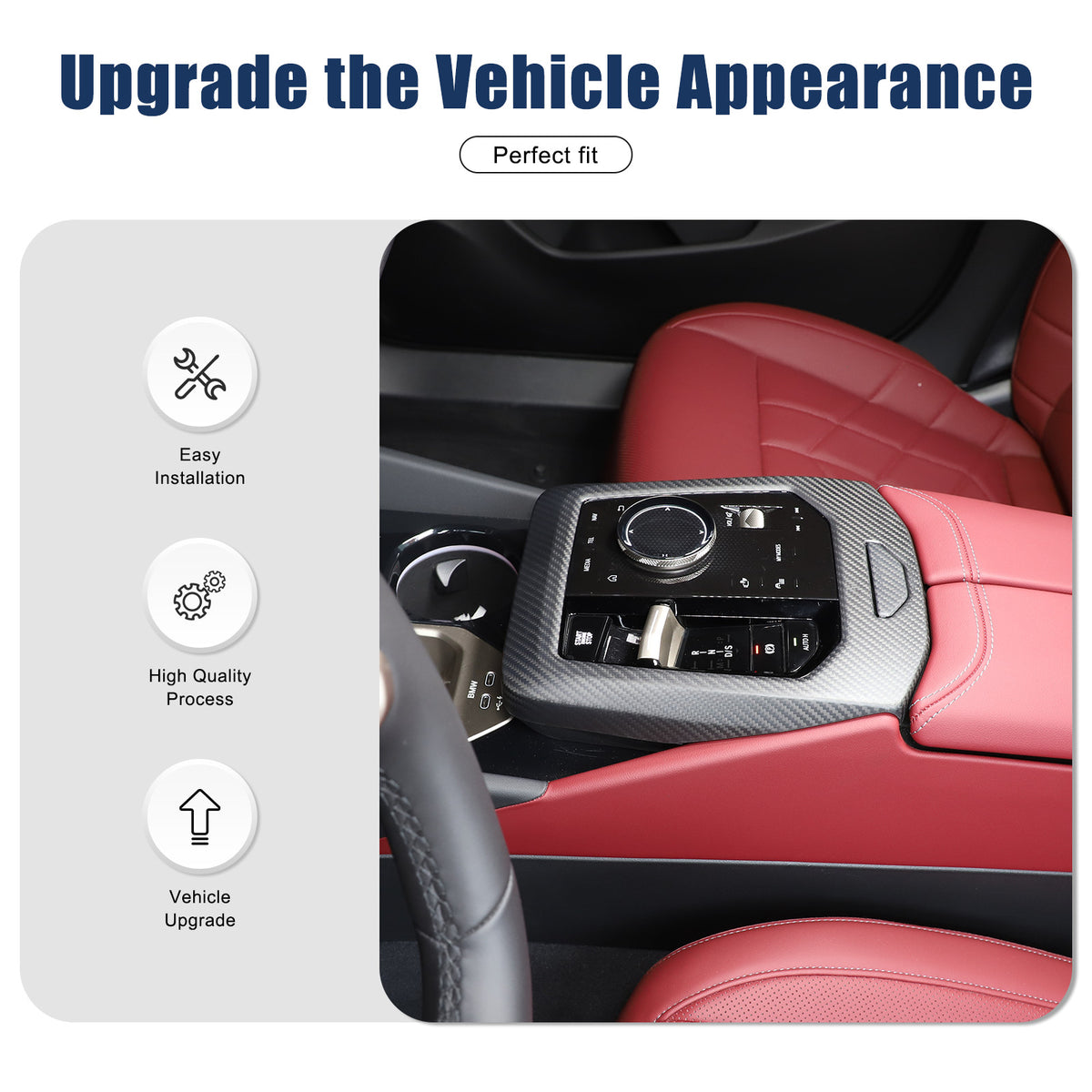 Matte Carbon Fiber Console Gear Panel Trim Cover For BMW 5 Series G60 i5 2024+ 23
