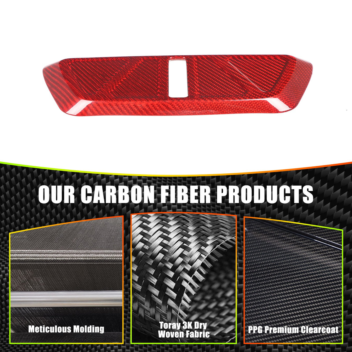 Red Real Carbon Fiber Trunk Latch Base Cover Trim For Corvette C8 2020+ 11