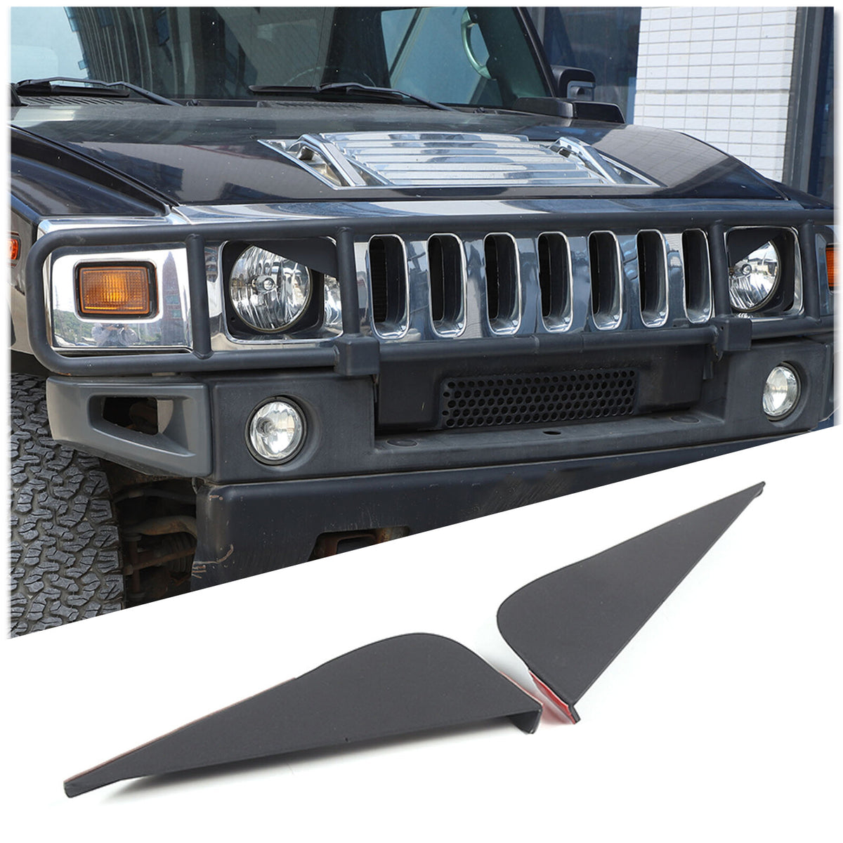 Carbon Steel Angry Eyes Headlight angle Panel Trim For Hummer H2 2003-09 1