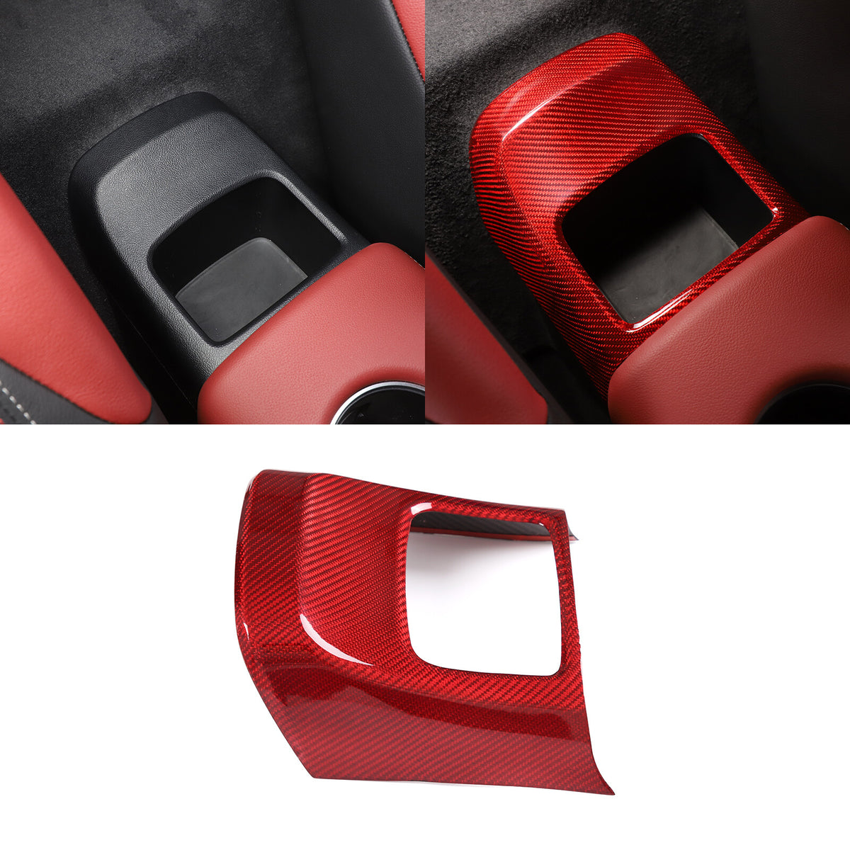 Red Carbon fiber Rear storage compartment cover trim For Toyota Supra A90 19-24 1