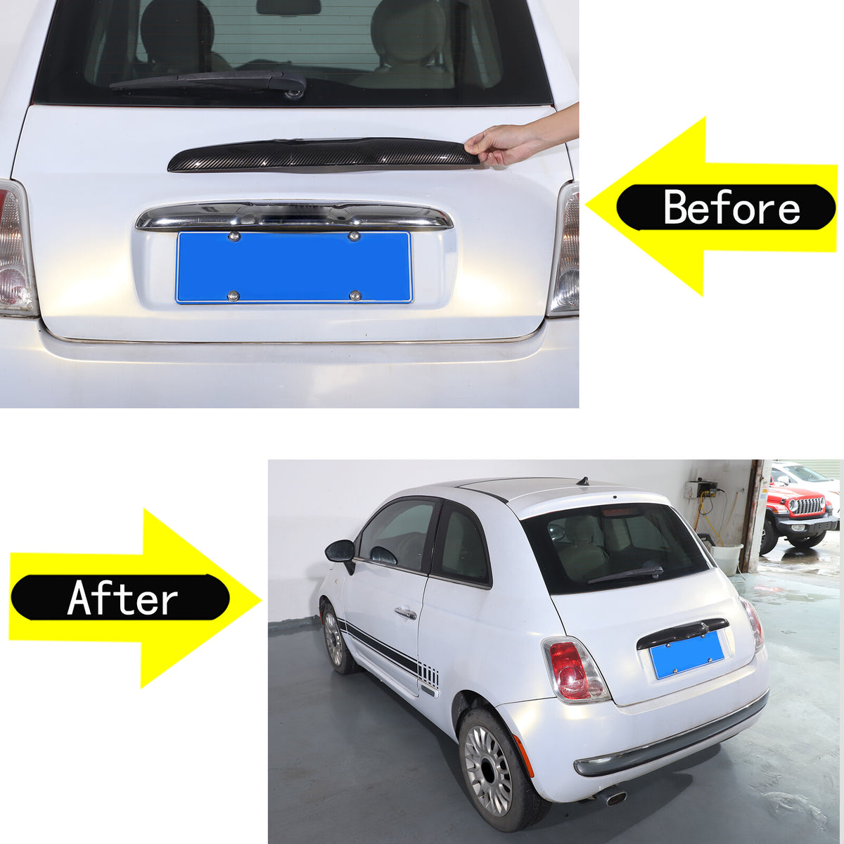 ABS Carbon fiber Tailgate Trunk Handle Cover Trim For FIAT 500 2011-23 17