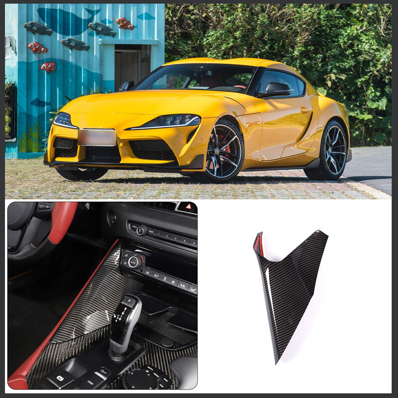 ABS Carbon Fiber Interior Gear Shift Panel Side Trim For Toyota Supra 19-24 8