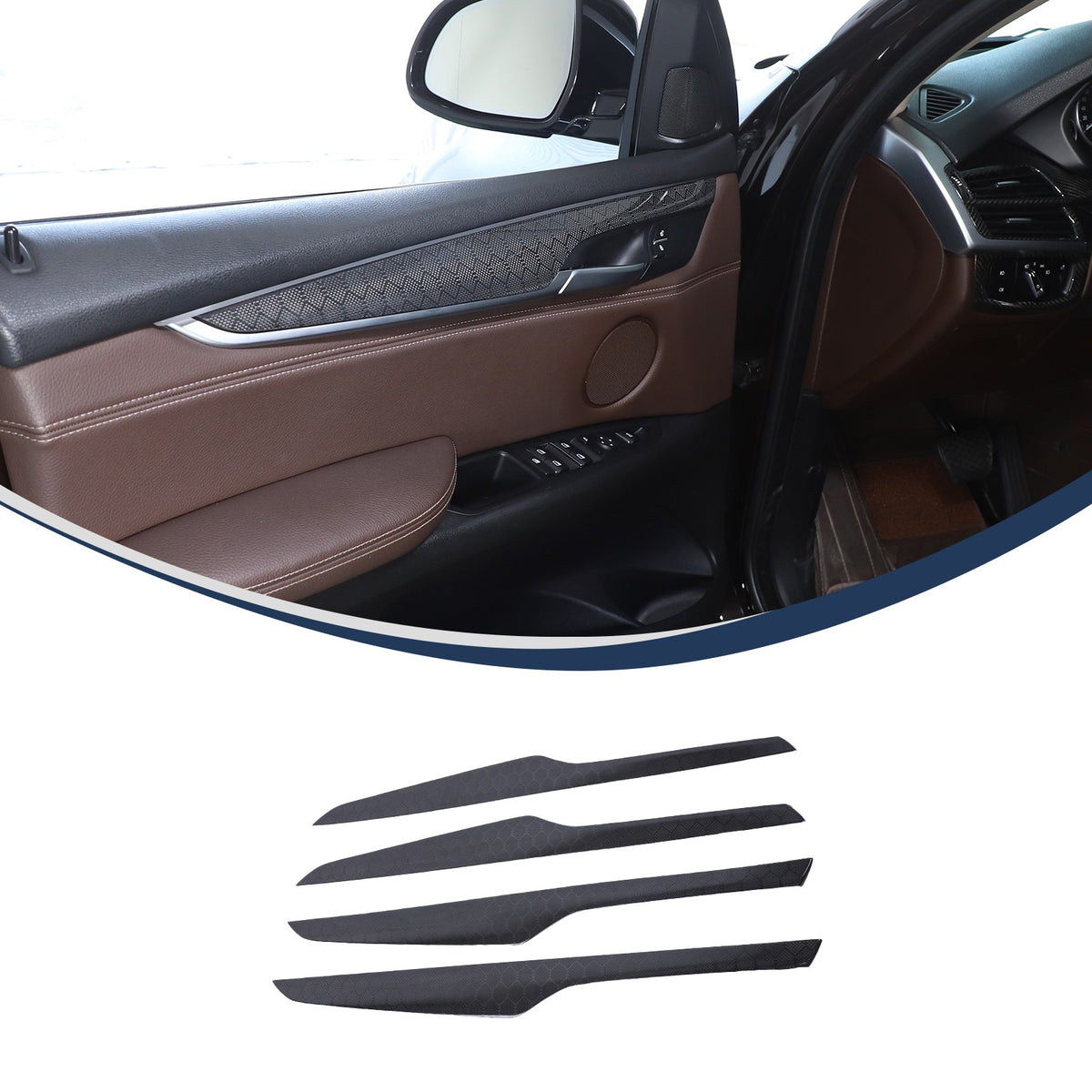 Hondycomb Carbon Fiber Interior Door Panel Trim Cover For BMW X5 X6 F15 F16 14+ 1