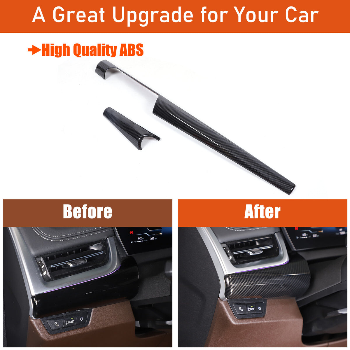 ABS Carbon fiber Interior Dashboard Cover Strip Trim Cover For BMW X1 2023-2025 5