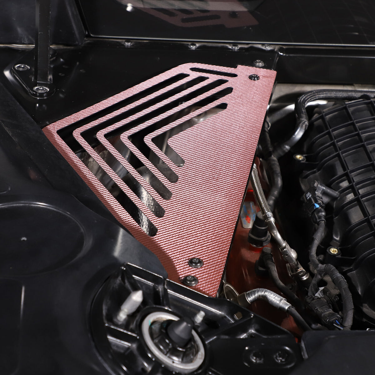 Pink Real Carbon fiber Engine Bay Side Panel Cover Overlay For Corvette C8 Coupe 2