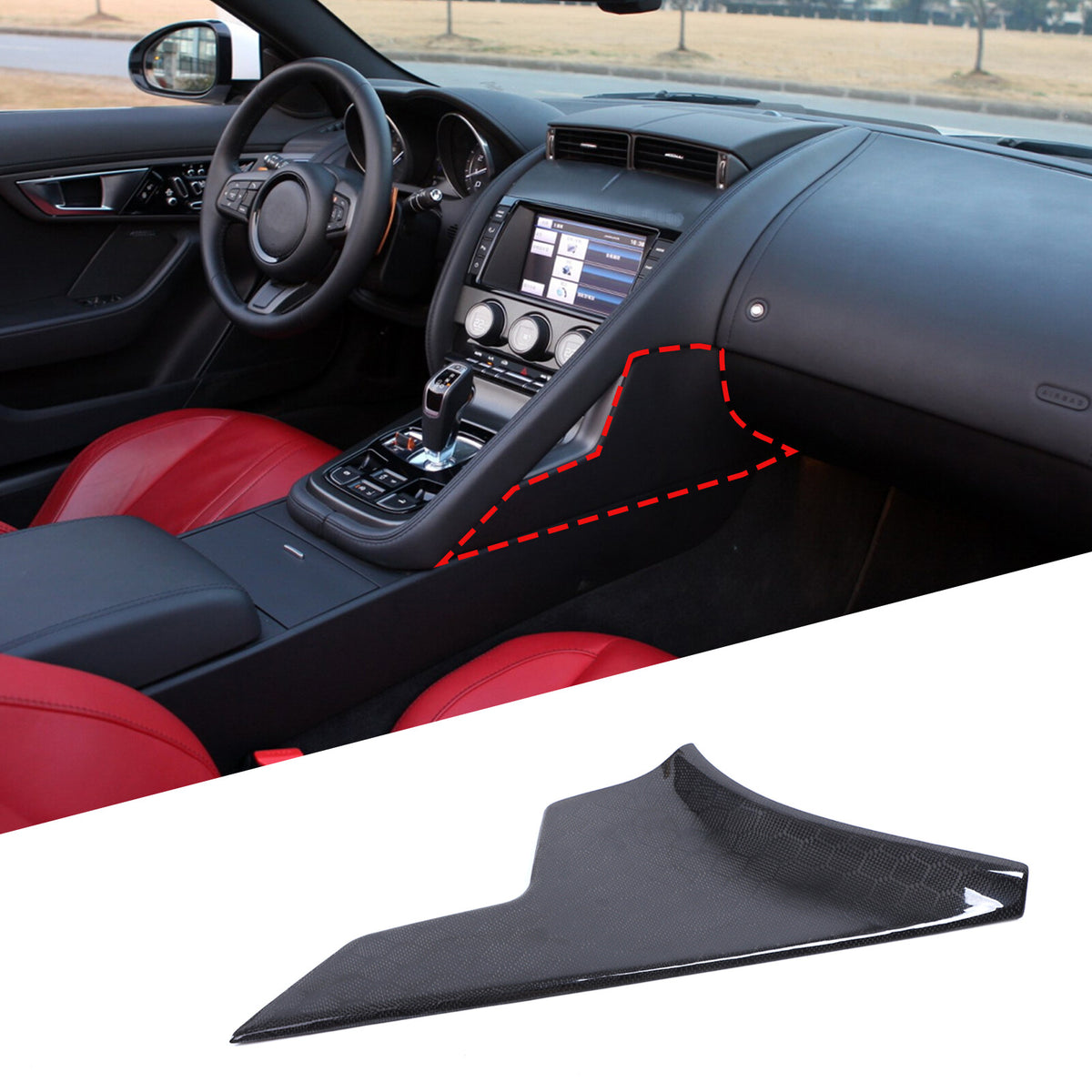 Honeycomb Gear Shift Side Panel Cover Interior Trim For Jaguar F-Type X152 13-24 1