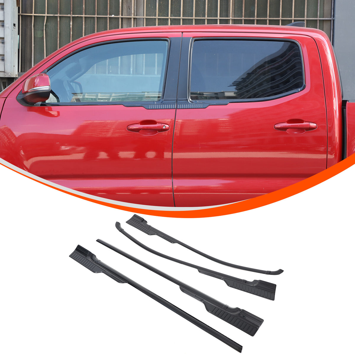 Black ABS Exterior Window Bottom Sill Trim Strip For Toyota Tacoma 2015-2022 4