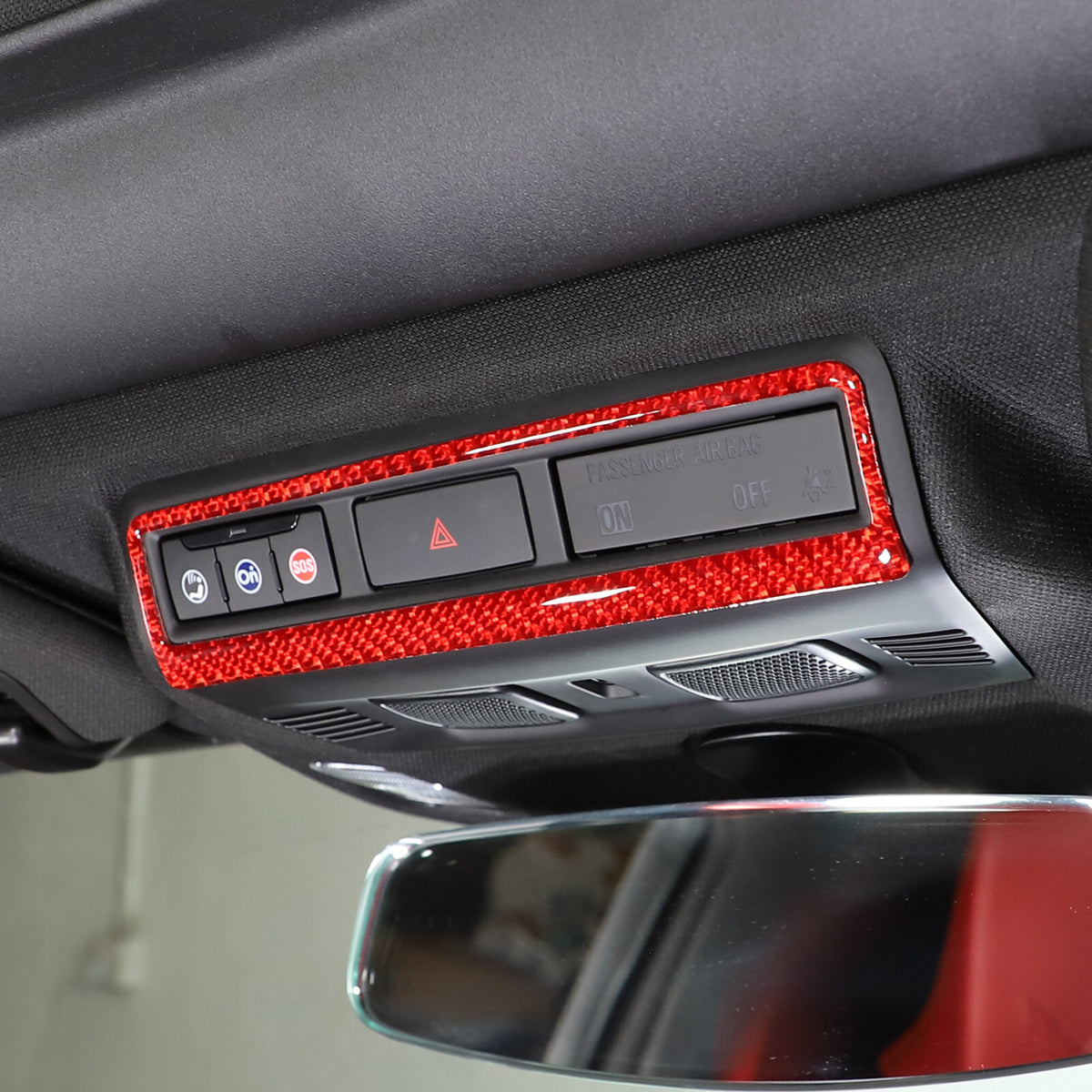 Red Soft Carbon Fiber Interior Decor Trim Kit Cover Set For Corvette C8 20-25 48