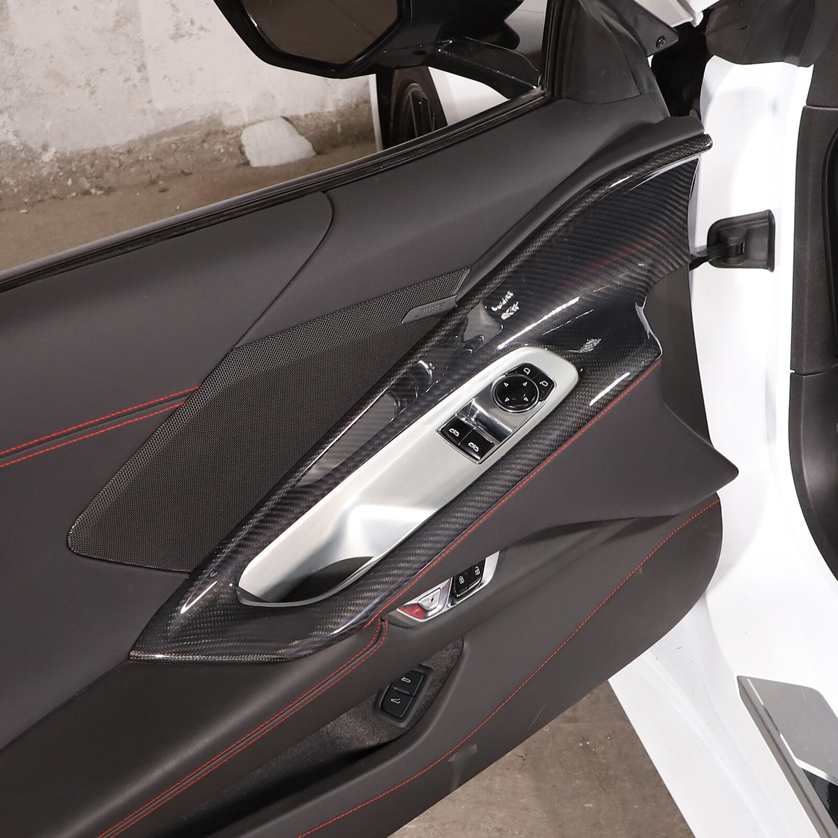 Interior Carbon Fiber Trim For C8 CORVETTE Stingray Z51 Door Panel Button Frame 7