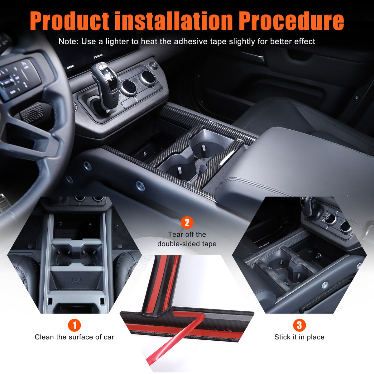 ABS Carbon Fiber Center Console Gear Frame Trim For LR Defender L663 2025+ US 6