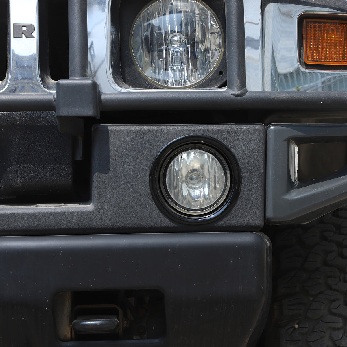 Glossy Piano Black Front Bumper Exterior Trim Cover Set For Hummer H2 2003-2009 - Styles 6-10 12
