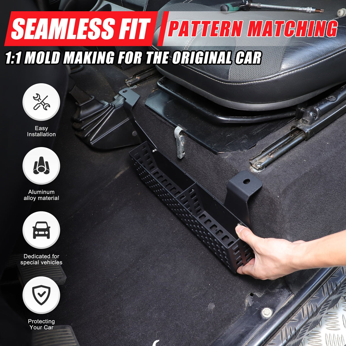 Aluminum Driver Seat Underseat Storage Basket Trim For LR Defender L316 2004-18 5