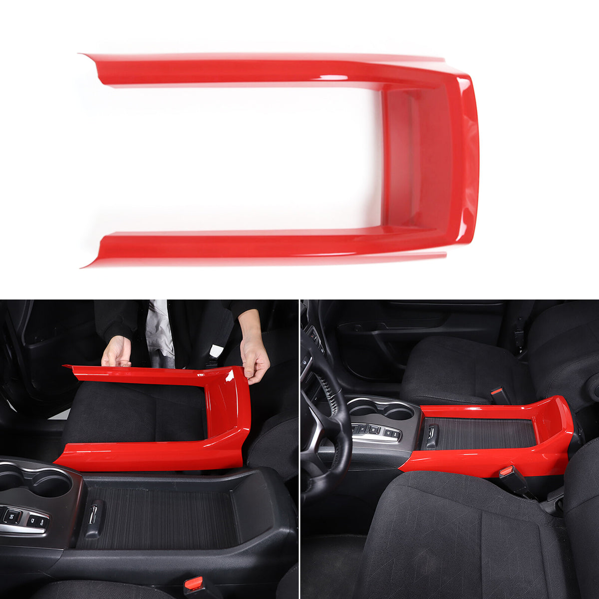 ABS Red Center Console Armrest Box Side Panel Trim for Honda Pilot 2015-22 1