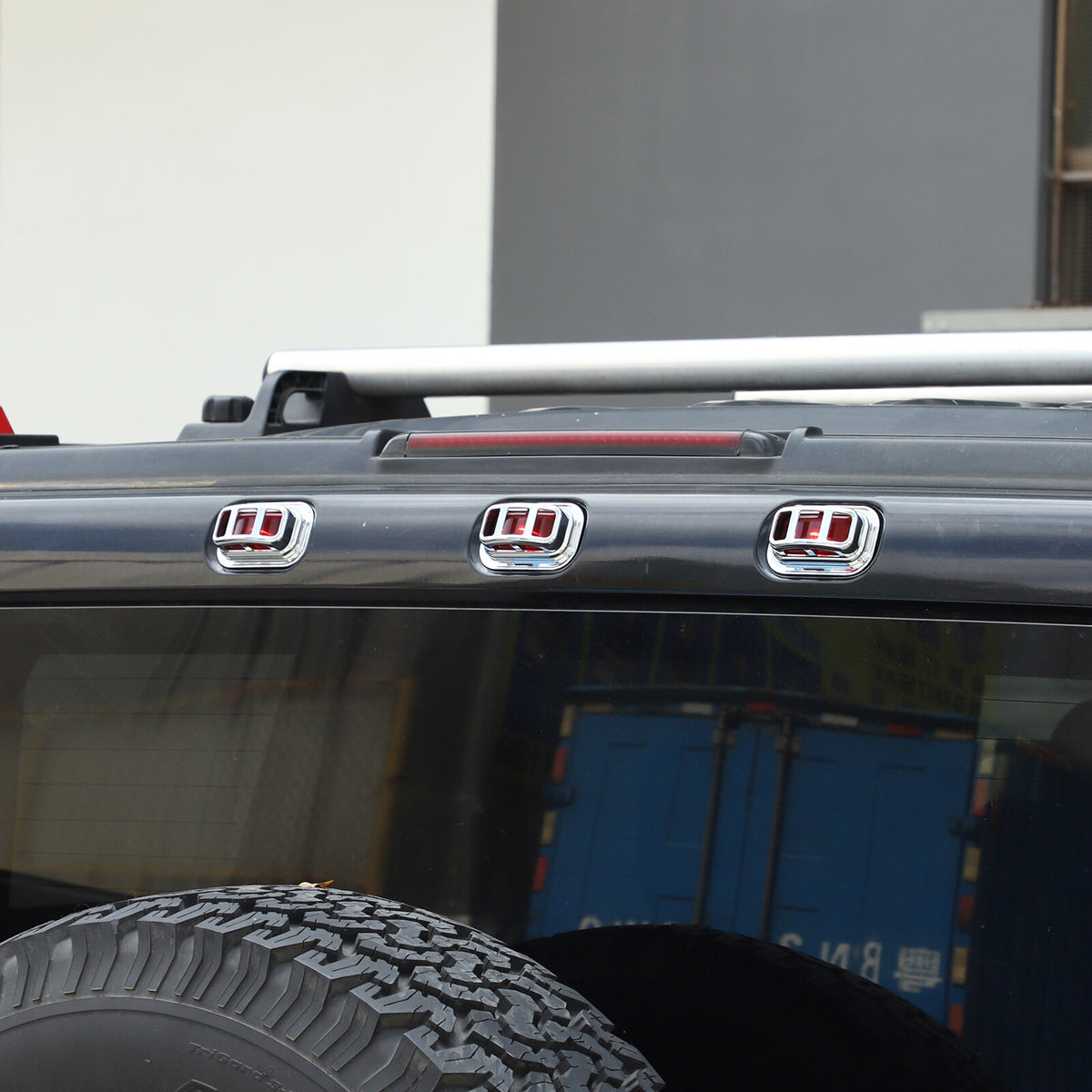ABS Silver Front & Rear Roof Light Guard Cover Trim Set For Hummer H2 2003-09 US 7