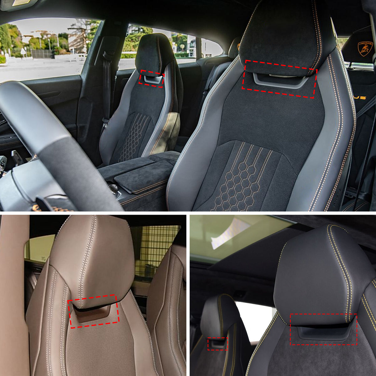 Matte Real Dry Carbon Fiber Seat Headrest Cover Trim For Lamborghini URUS 18-23 11