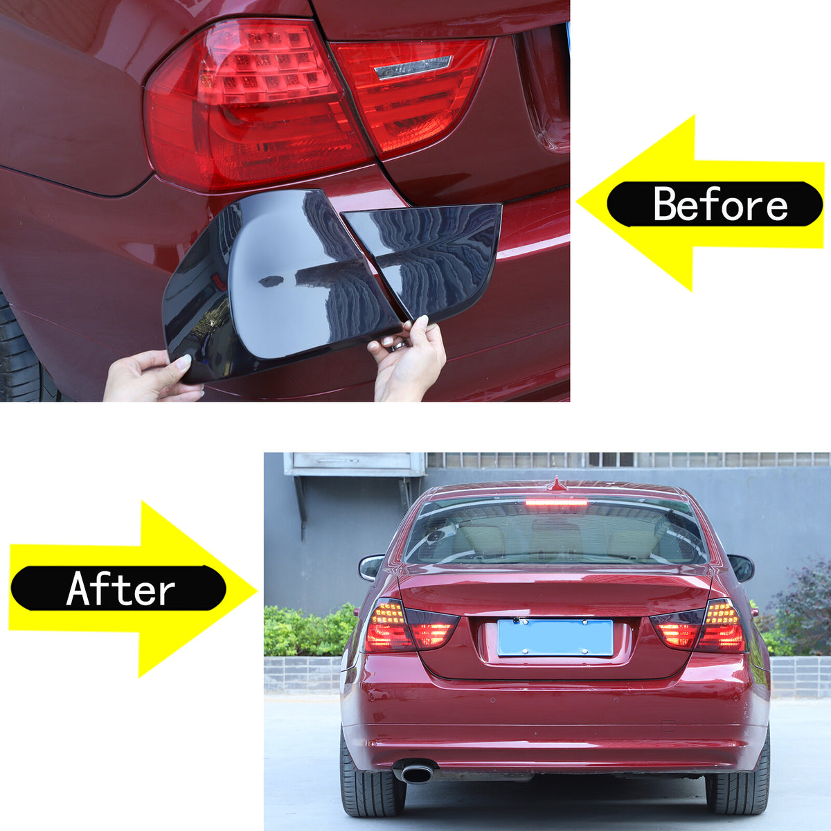 Smoked Black Rear Tail Light Guard Cover Trim Bezels For BMW 3 Series E90 09-12 14