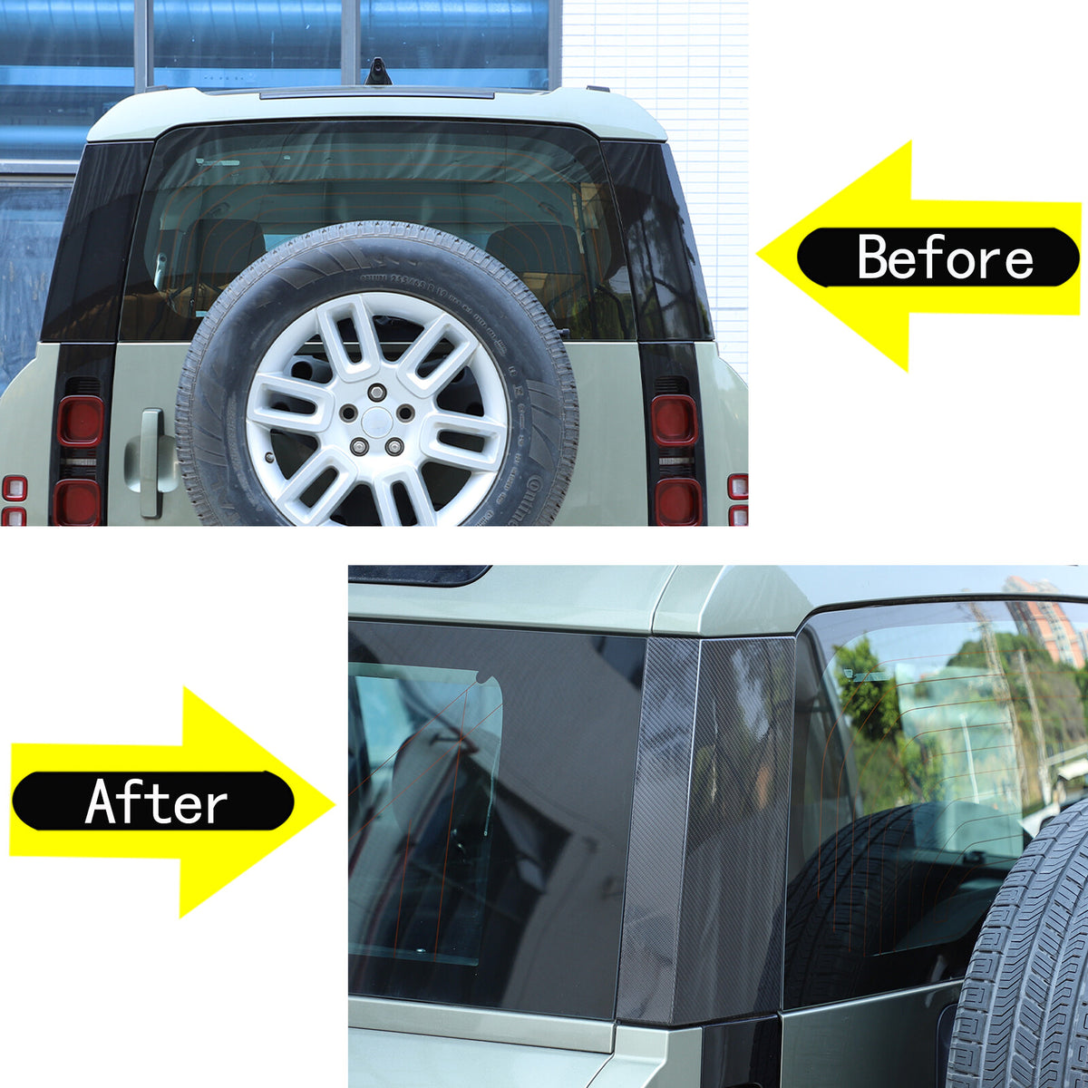 Real Carbon Fiber Rear Tailgate Window Pillar Cover Trim For LR Defender 20-24 21