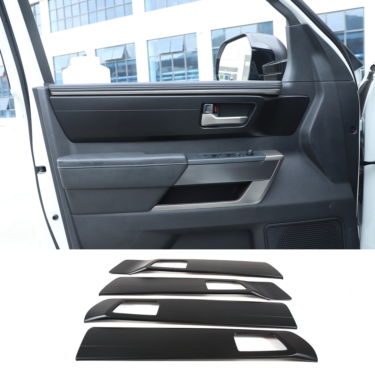 Matte Black Inner Interior Door Handle Panel Trim Cover For Toyota Tundra 2022+ 24