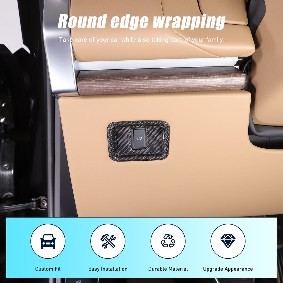 Real Carbon Fiber Inner Tailgate Switch Trim Cover For Range Rover Vogue 23+ 14