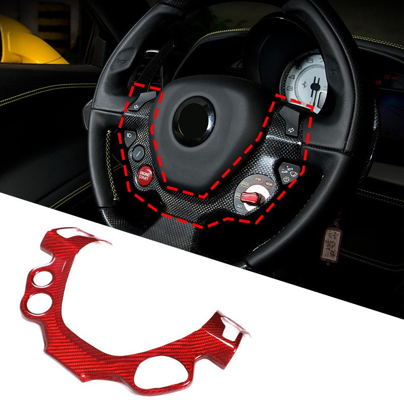 Red Real Dry Carbon Fiber Steering Wheel Button Trim For Ferrari 458 2011-2016 19