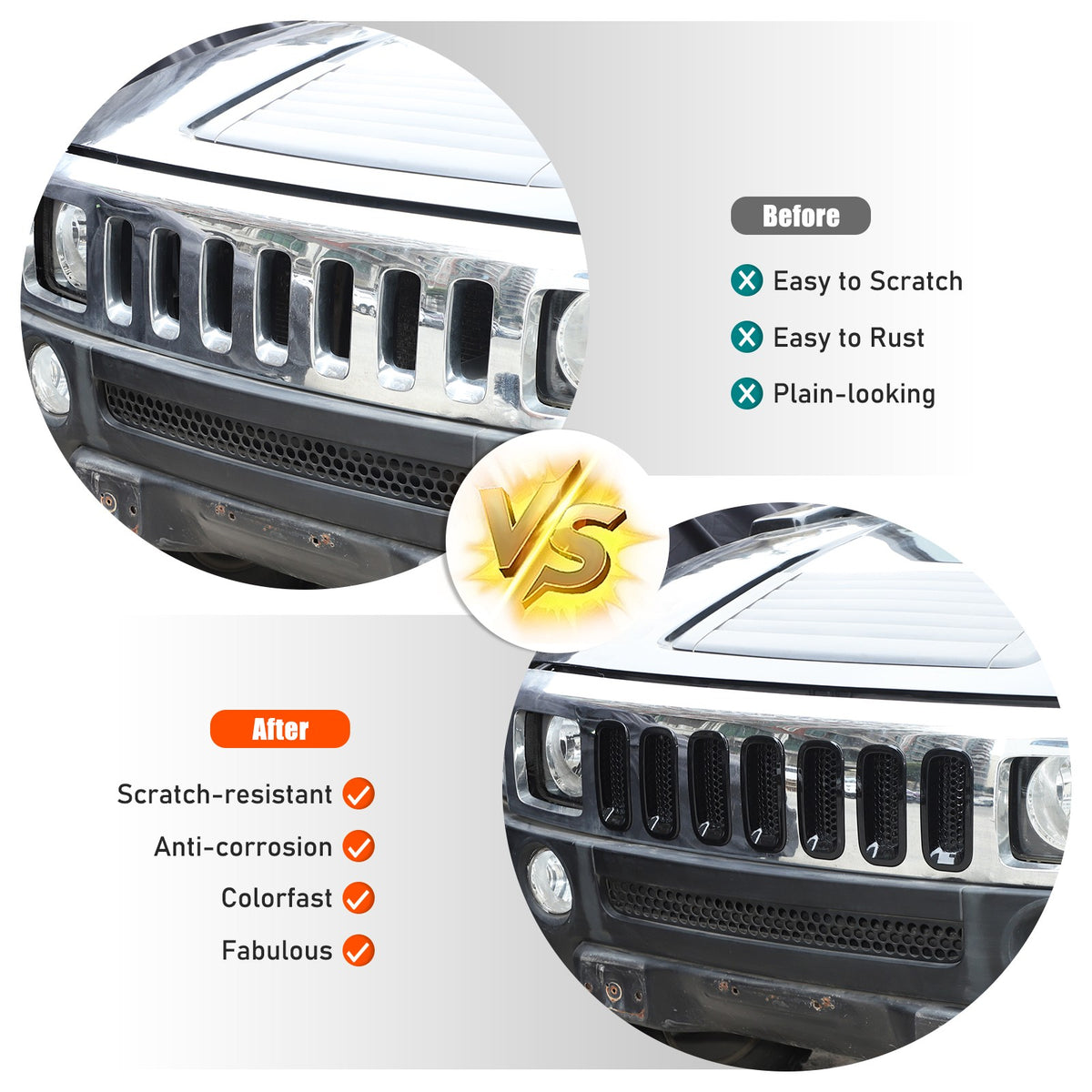 Piano Black ABS Front Grille Insect Screen Trim For Hummer H3 2005-2009 13