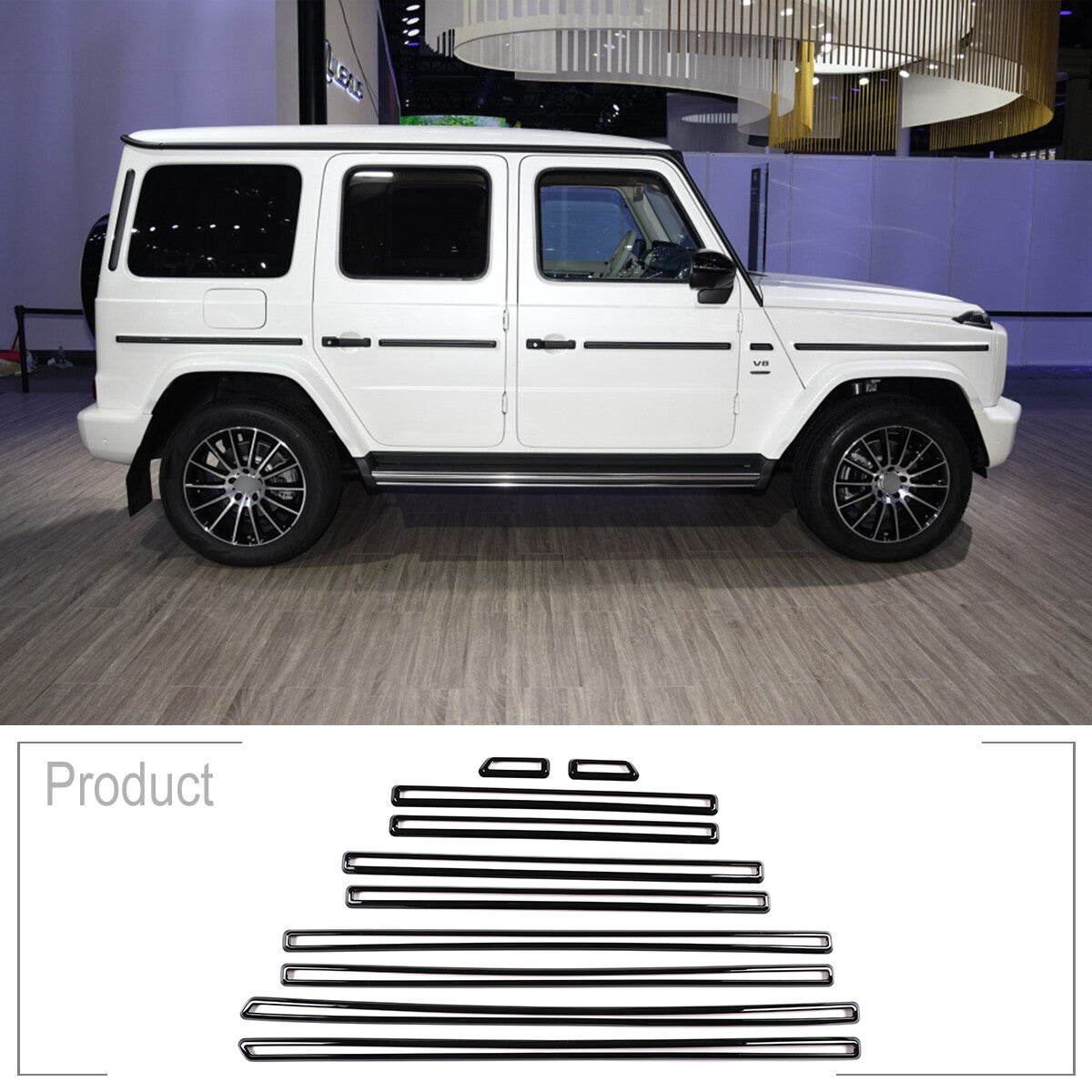 Glossy Black ABS Side Door Body Molding Trim For Benz G W463 G350 G55 G63 19+ 2