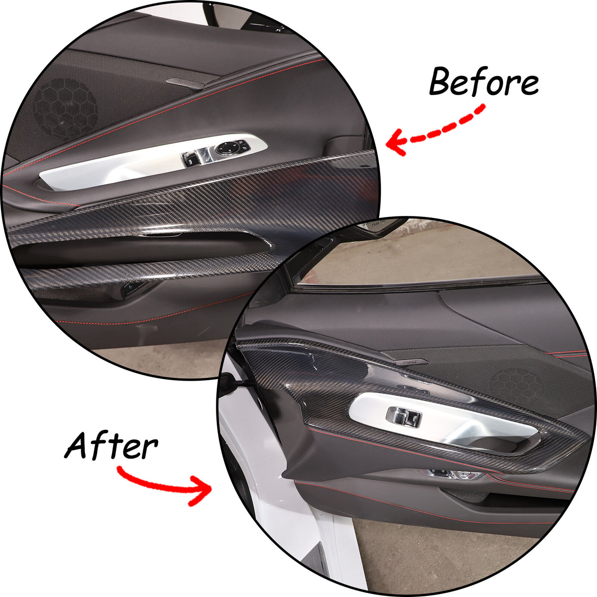 Interior Carbon Fiber Trim For C8 CORVETTE Stingray Z51 Door Panel Button Frame 9