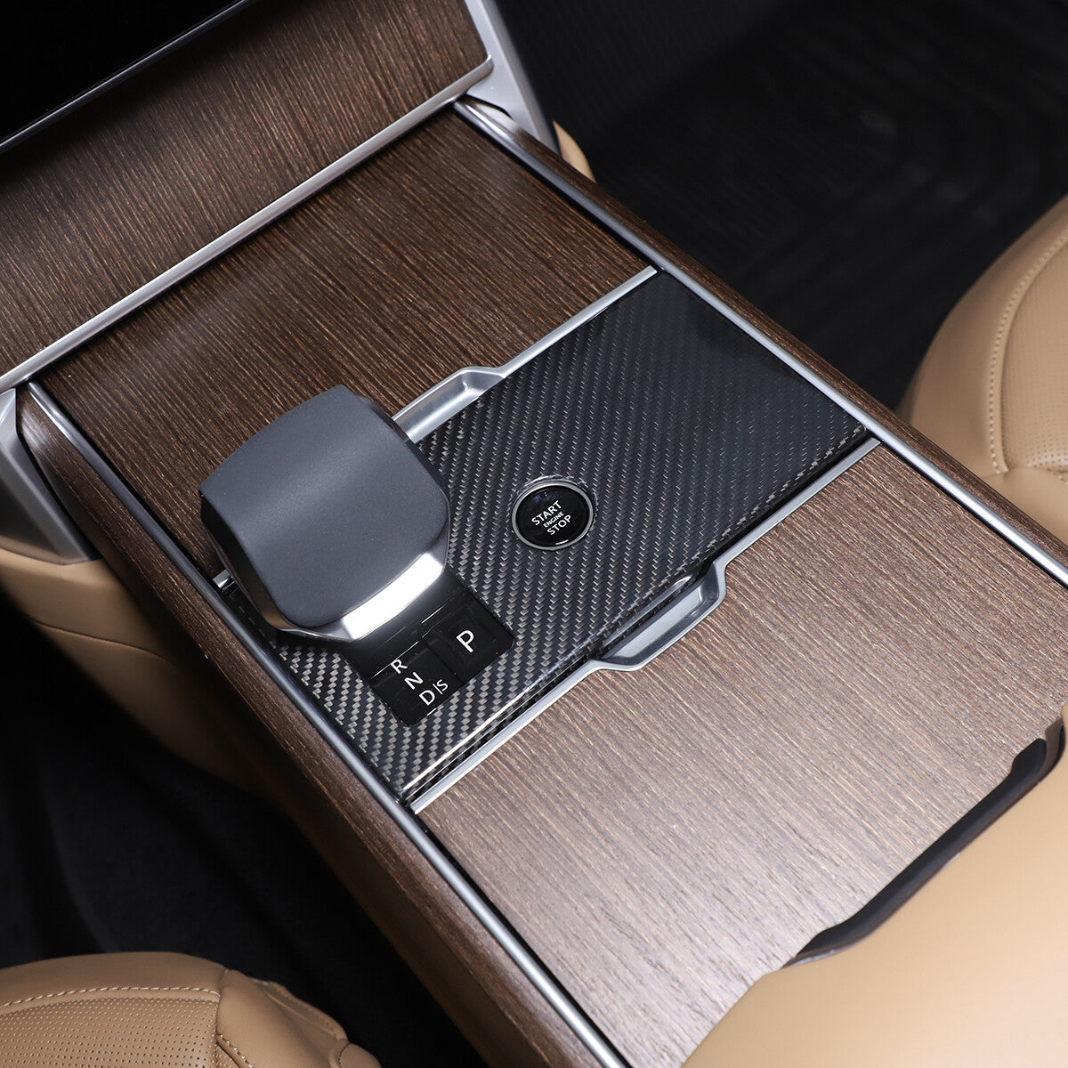 Matte Carbon Fiber enter Gear Shift Panel Trim For Range Rover Vogue 2023-24 15