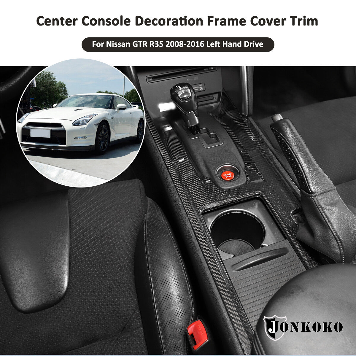 Real Carbon Fiber Central Control Gear Shift Panel Trim For Nissan GTR R35 08-16 3