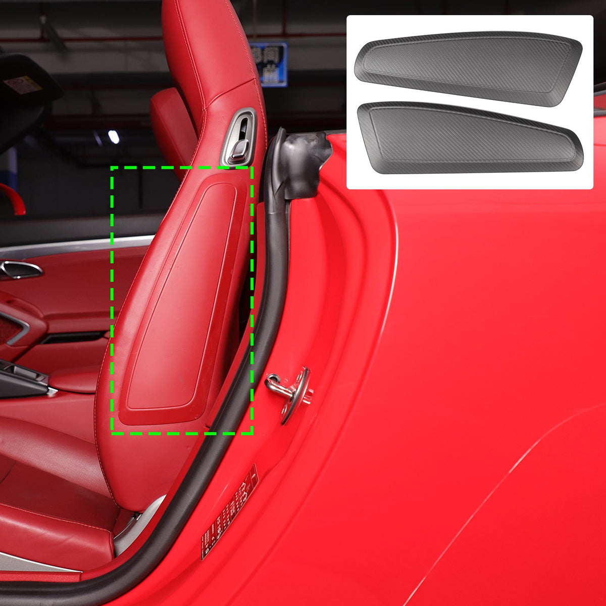 Matte Real Carbon Fiber Seat Side Trim For Porsche 718 982/911 991 2015-2020 8
