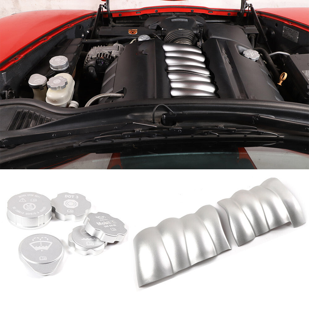 Silver Alloy Engine Cabin Switch & Intake Manifold Cover Set Kit For Corvette C6 1
