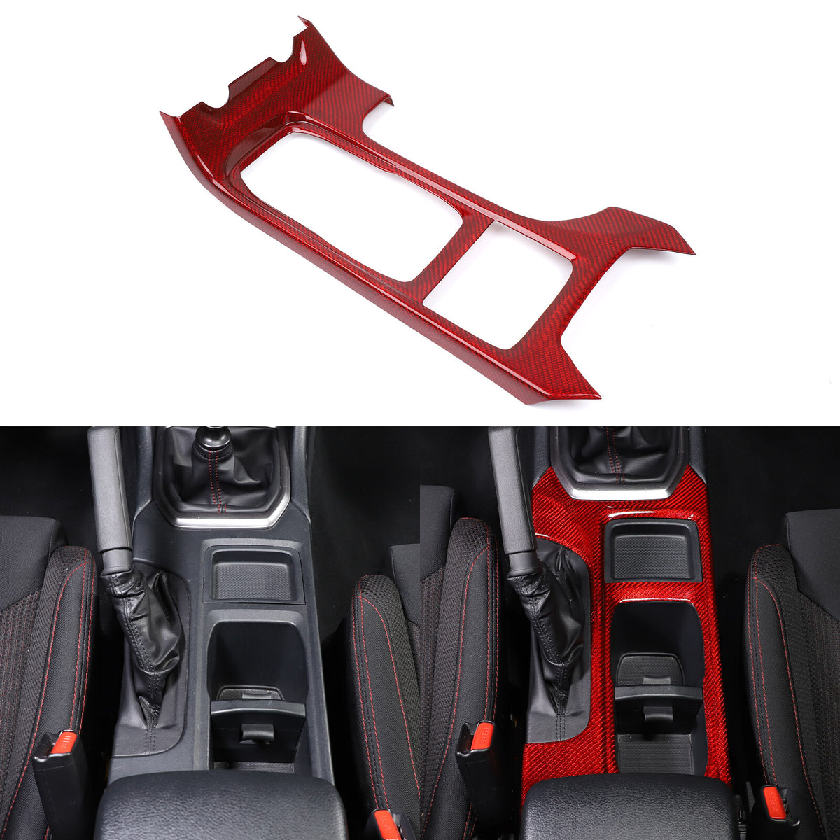 Red Real Carbon Fiber Center Console Cup Holder Trim For Subaru WRX VB 2022+ MT 19