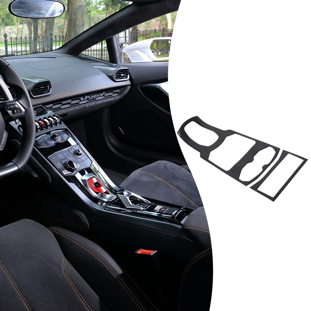 Real Carbon Fiber Center Multi Media Trim For Lamborghini Huracan 580/610 14-18 13