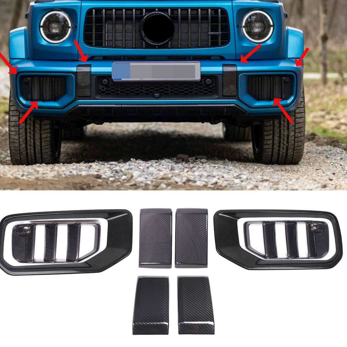 Real Carbon Fiber Front Bumper Air Intake Grille Trim Set For Benz G63 W465 25+ 1