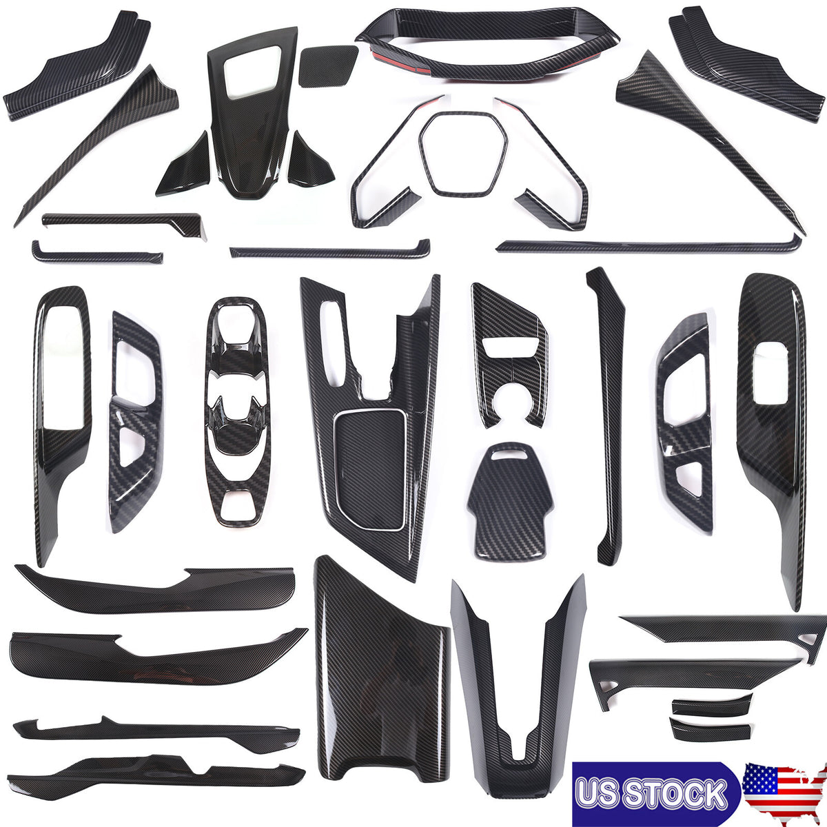 ABS Carbon Fiber Interior Full Cover Trim Kit Set For Corvette C8 2020-2025 1