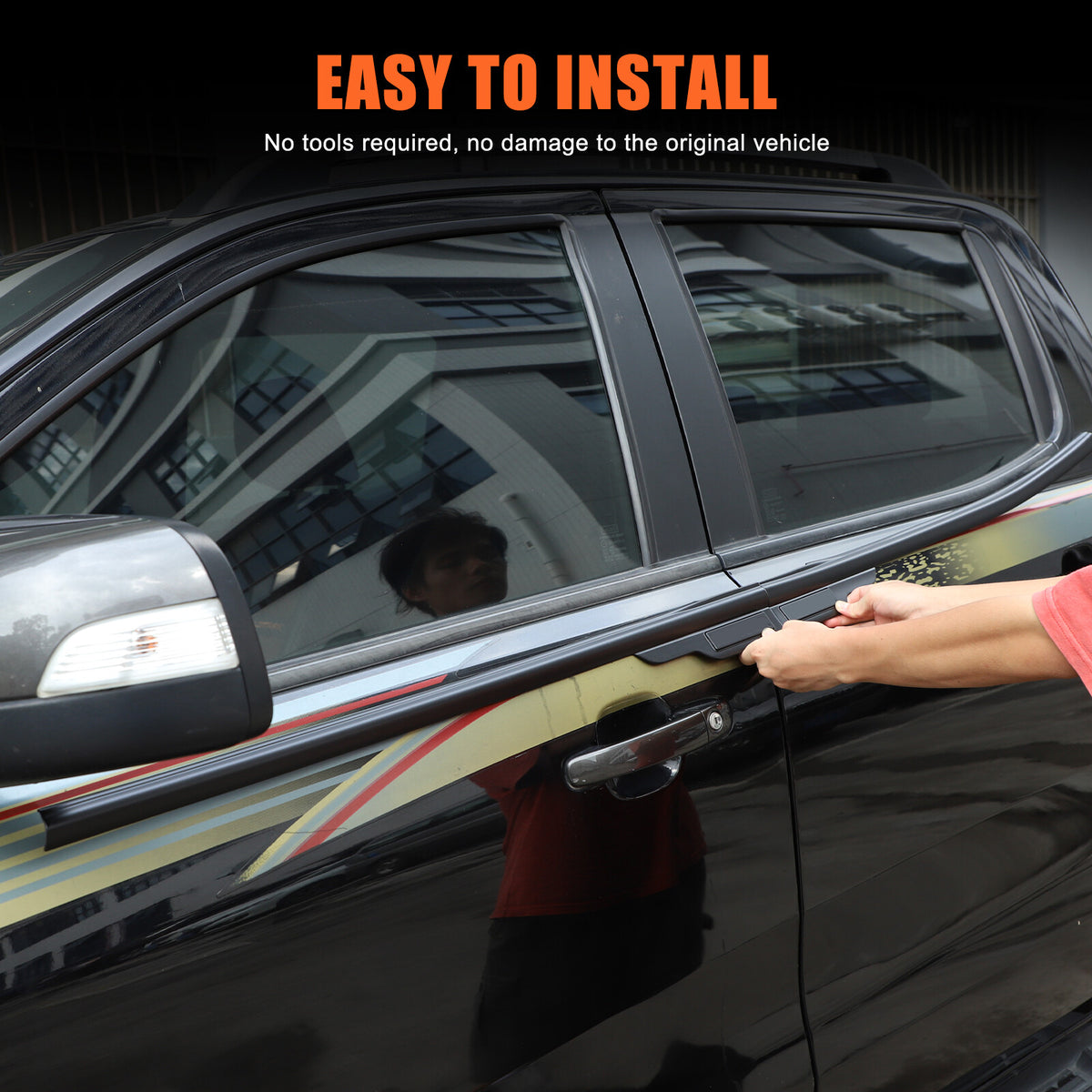 Black Car Window Bottom Strip Cover Trim For Ford Ranger 2015-2021 21
