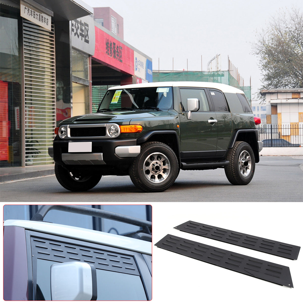 Black Aluminium Alloy Door Window Air Vents Screen For Toyota FJ Cruiser 2007-21 4