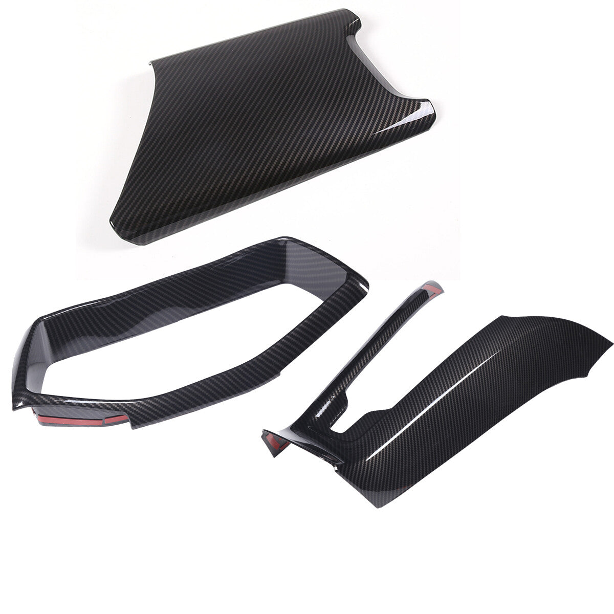 3pcs ABS Carbon Fiber Interior Console Cover Trim Sets For Corvette C8 2020-26 1