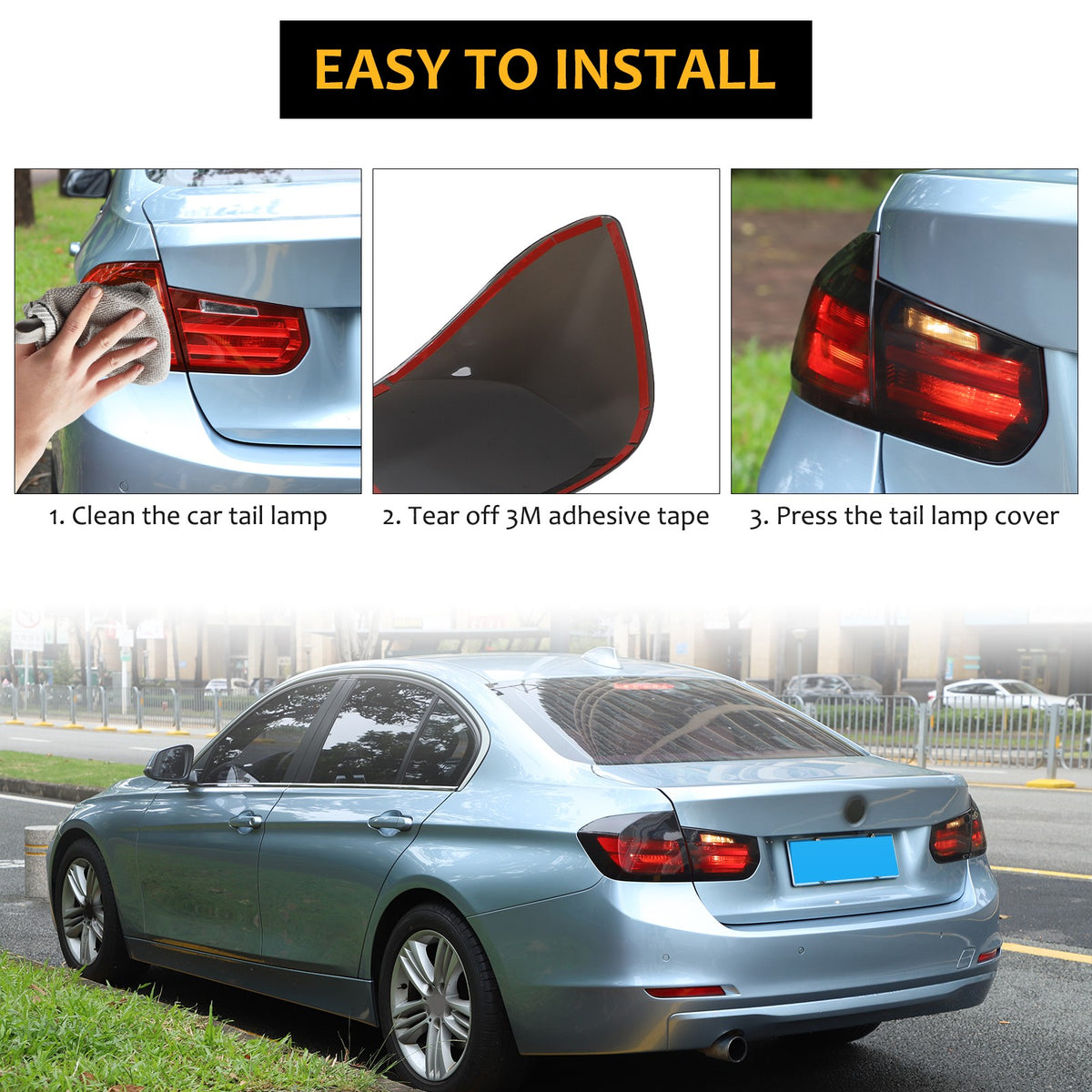 Smoked Black Rear Tail Light Cover Trim For BMW 3 Series F30 F35 /BMW M3 F80 4
