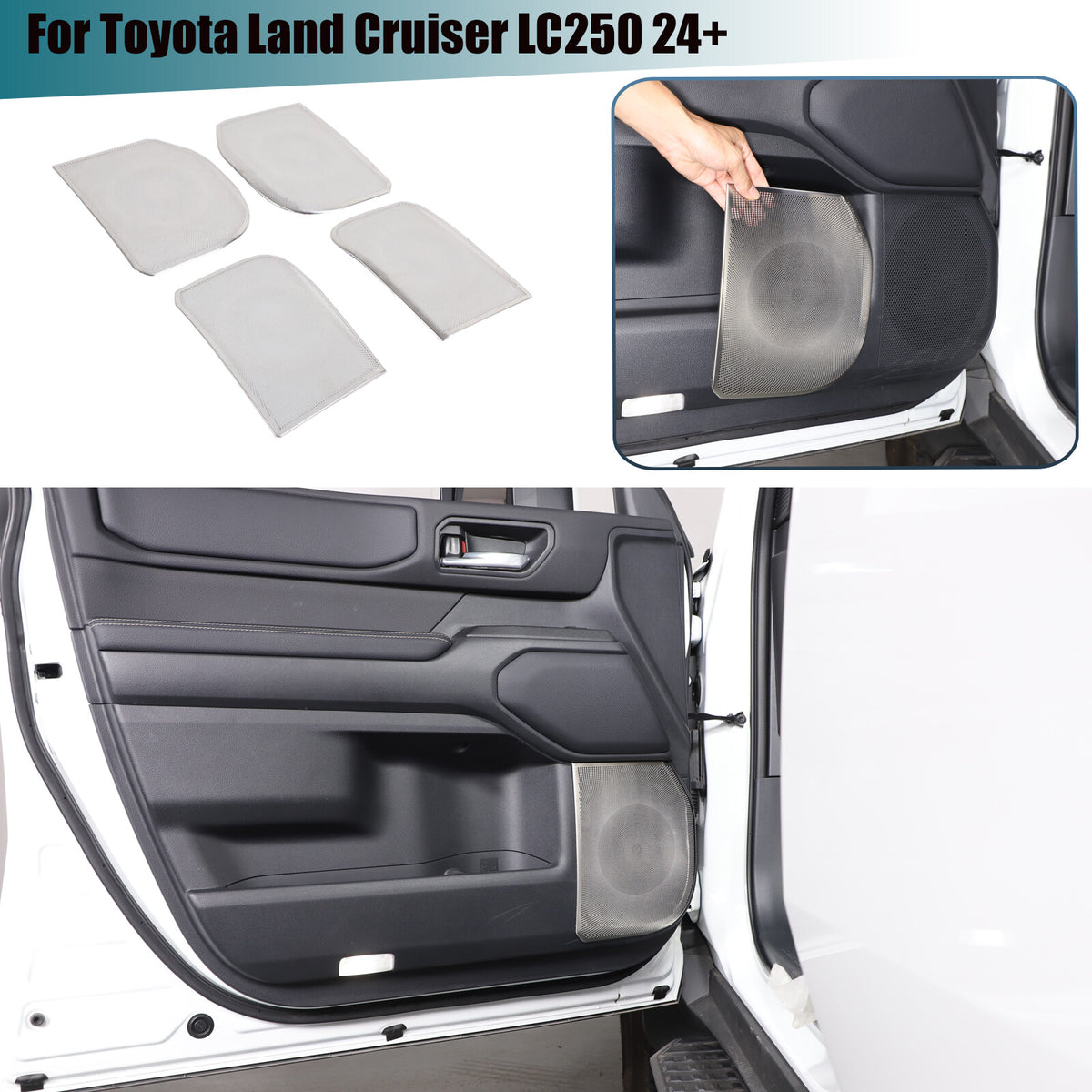 Silver Inner Door Speaker Tweeter Mesh Cover For Toyota Land Cruiser LC250 24+ 1