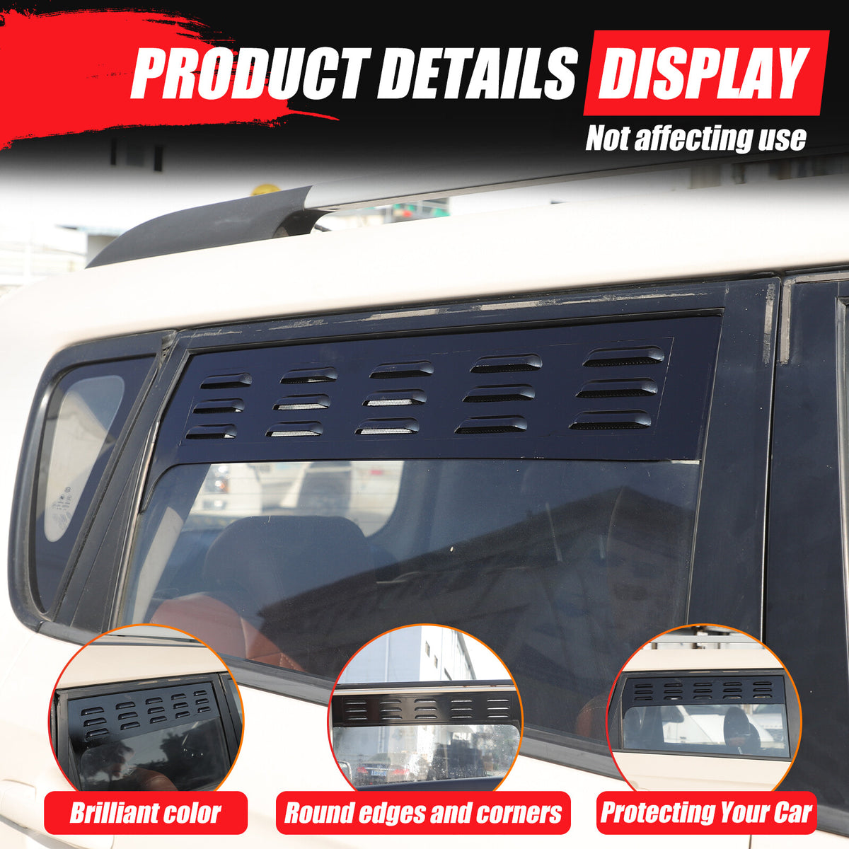 Black Rear Door Window Louver Air Vent Panel Trim Cover For Kia Soul 2009-2013 12