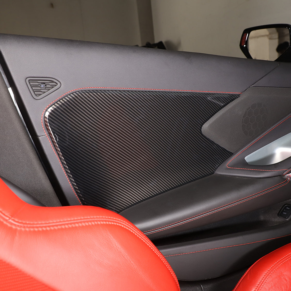 ABS Carbon Fiber Interior Door Anti-Kick Panel Cover Trim For Corvette C8 20-26 17
