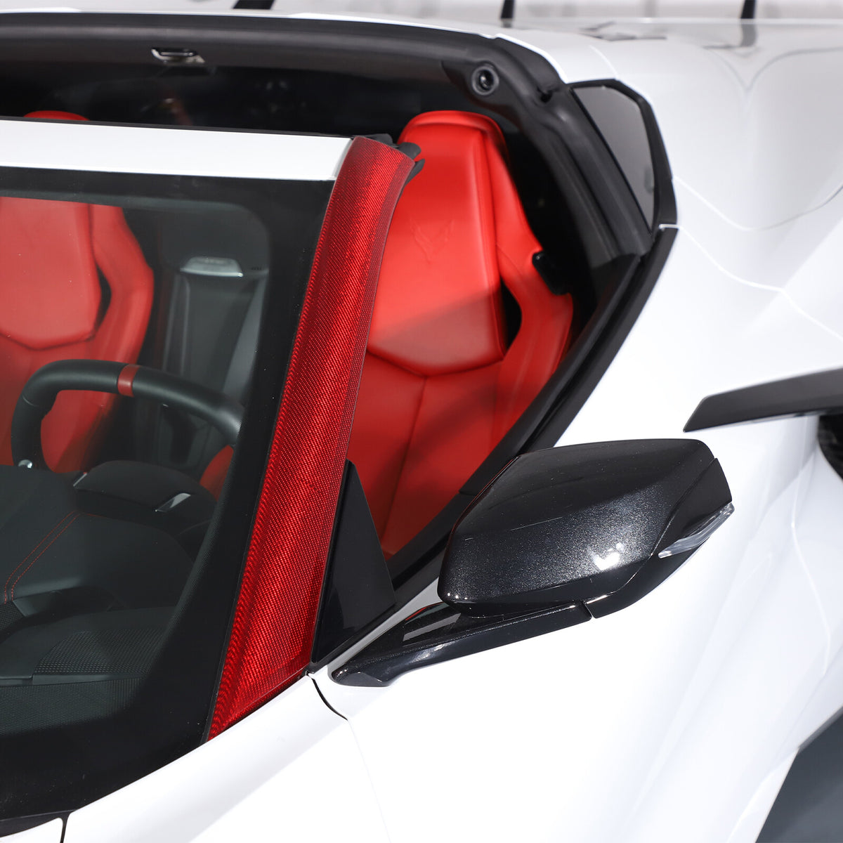 Red Carbon Fiber Exterior A-pillar Trim Cover Fits For Corvette C8 2020-2026 11