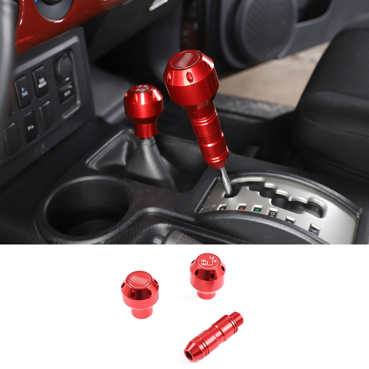 Red Alloy Dashboard Centrol Console Trim Set For Toyota FJ Cruiser 2007-21 22